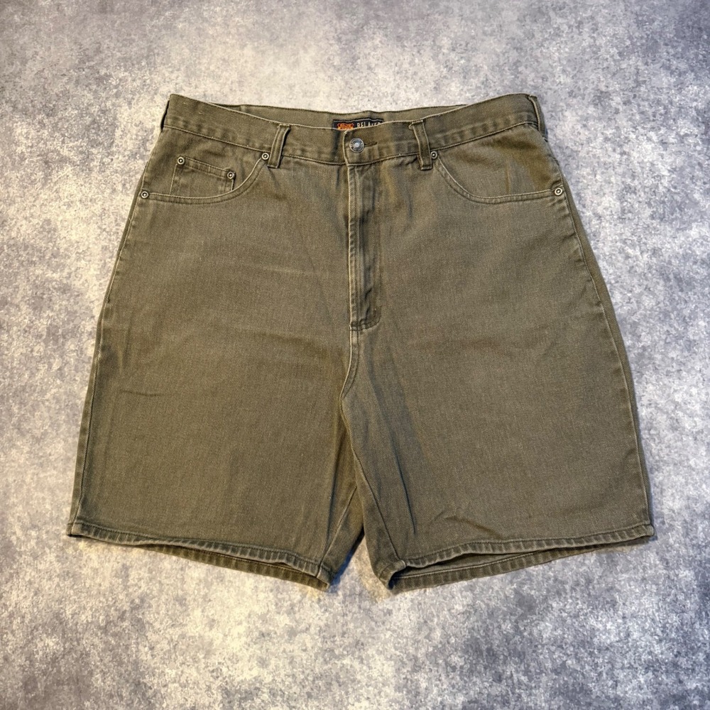 Vintage Route 66 Mens Relaxed Fit Denim Shorts Olive Green Size 36‎ Jean Shorts